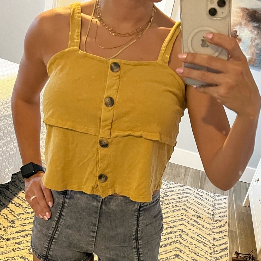 American Eagle button down crop tank top